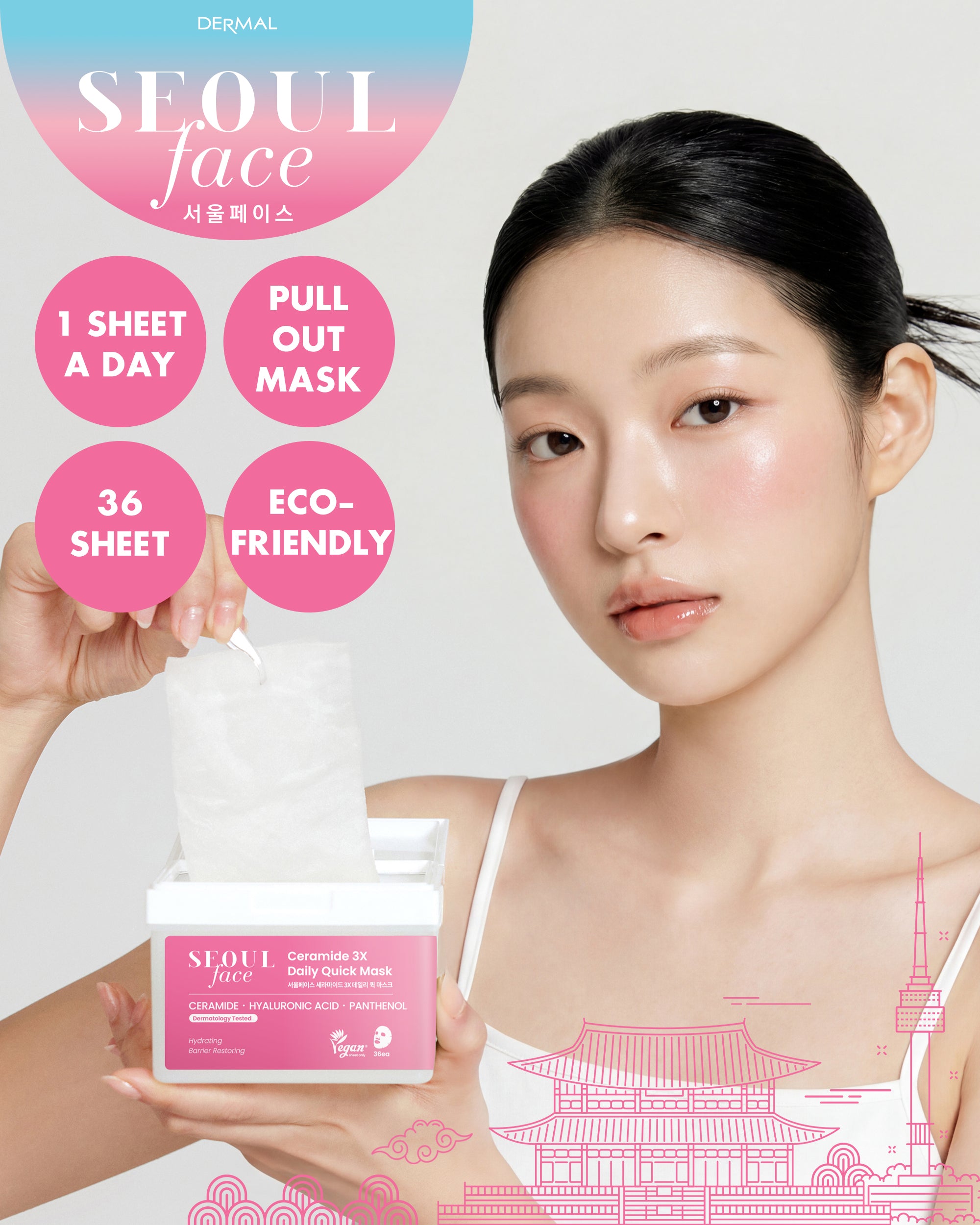 DERMAL Ceramide 3X Daily Quick Sheet Mask 36 Sheets