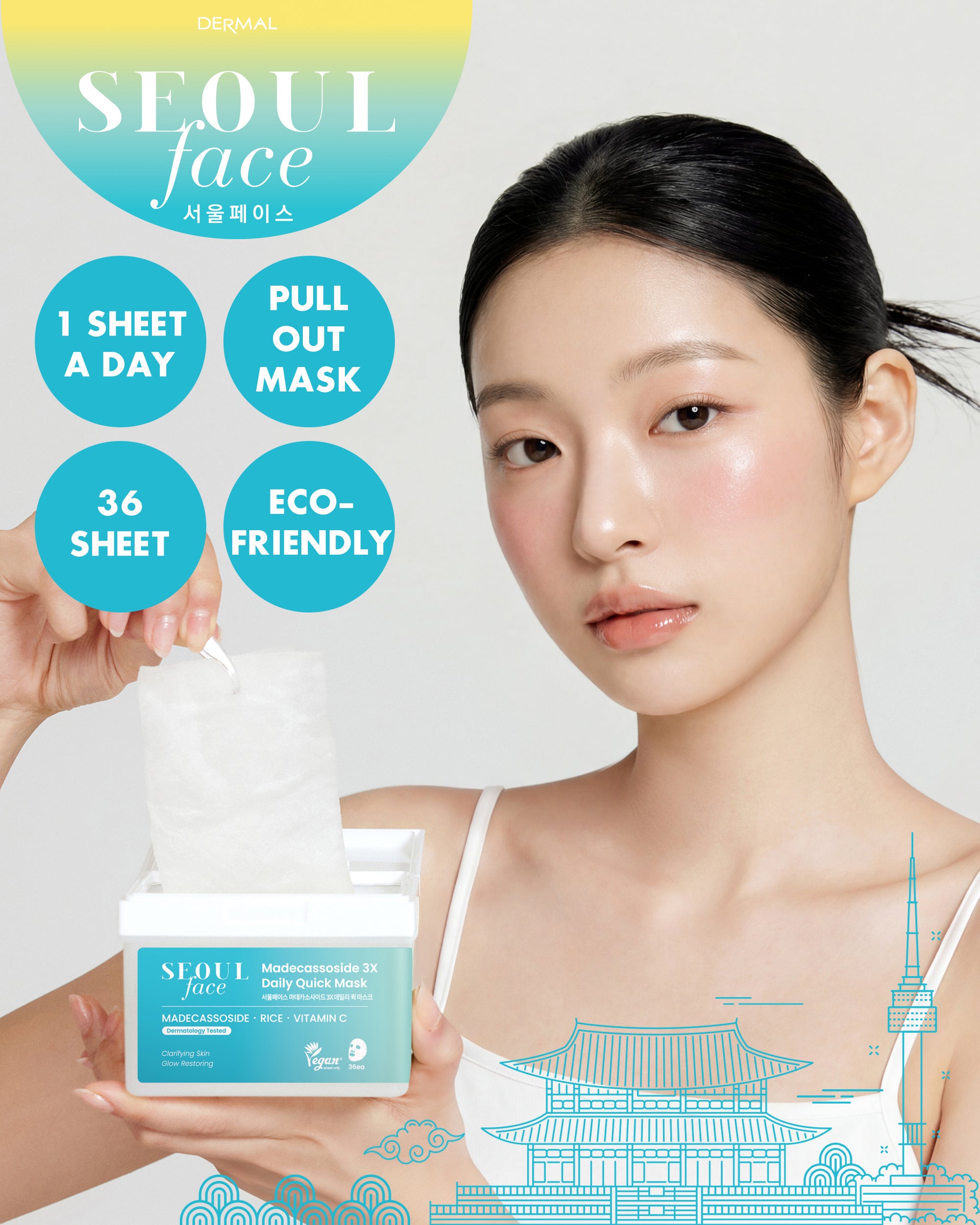 DERMAL Madecassoside 3X Daily Quick Mask 36 Sheets