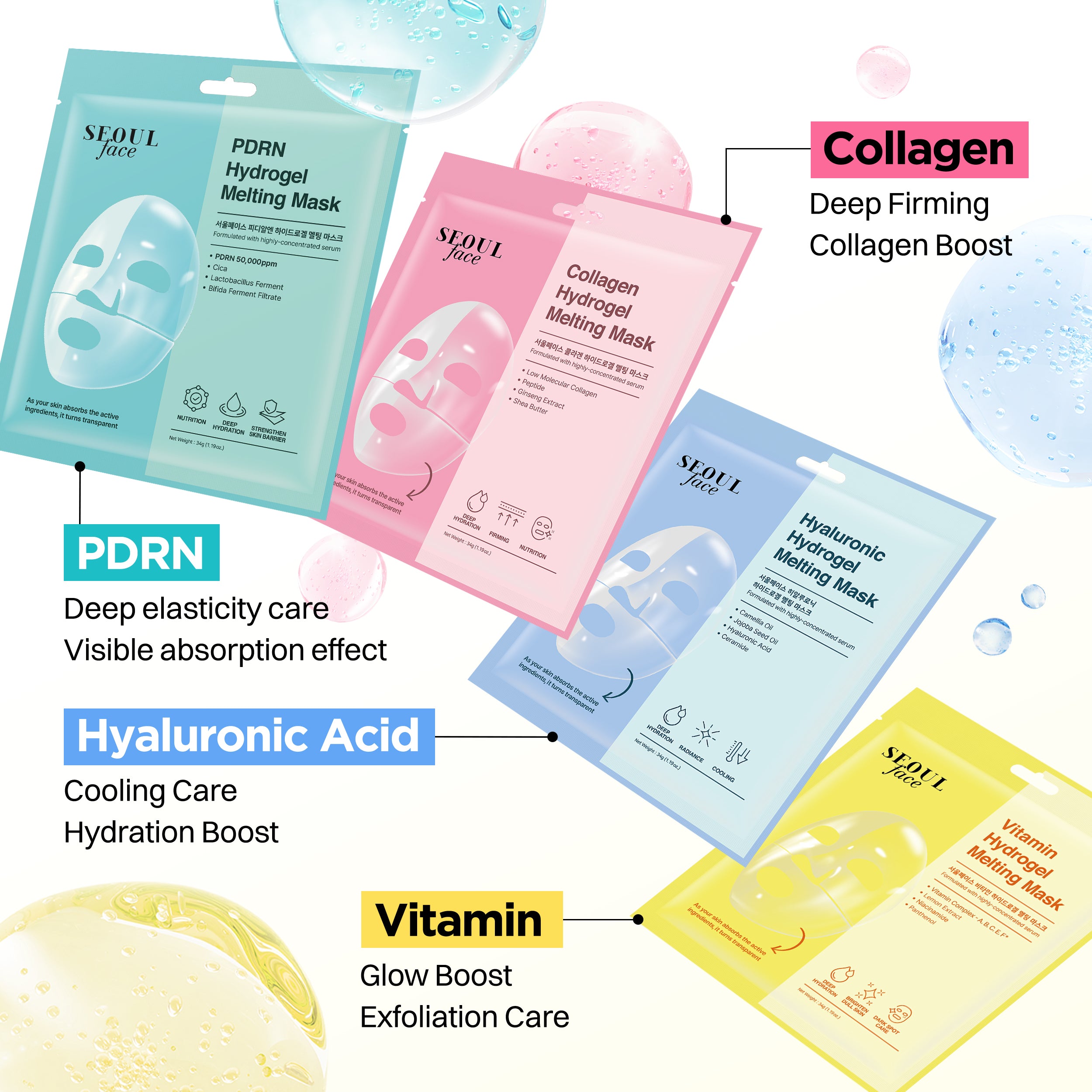 DERMAL Hydrogel Melting Mask Variety Pack 7 Sheets