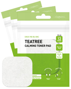 DERMAL Teatree Calming Toner Pad - Travel Kit 12 Pads, 3 Pack (Total 36 Pads)