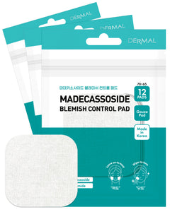 DERMAL Madecassoside Blemish Control Pad - Travel Kit 12 Pads, 3 Pack (Total 36 Pads)