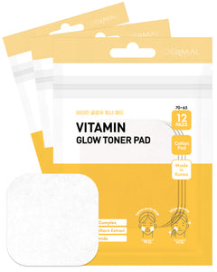 DERMAL Vitamin Toner Pad - Travel Kit 12 Pads, 3 Pack (Total 36 Pads)