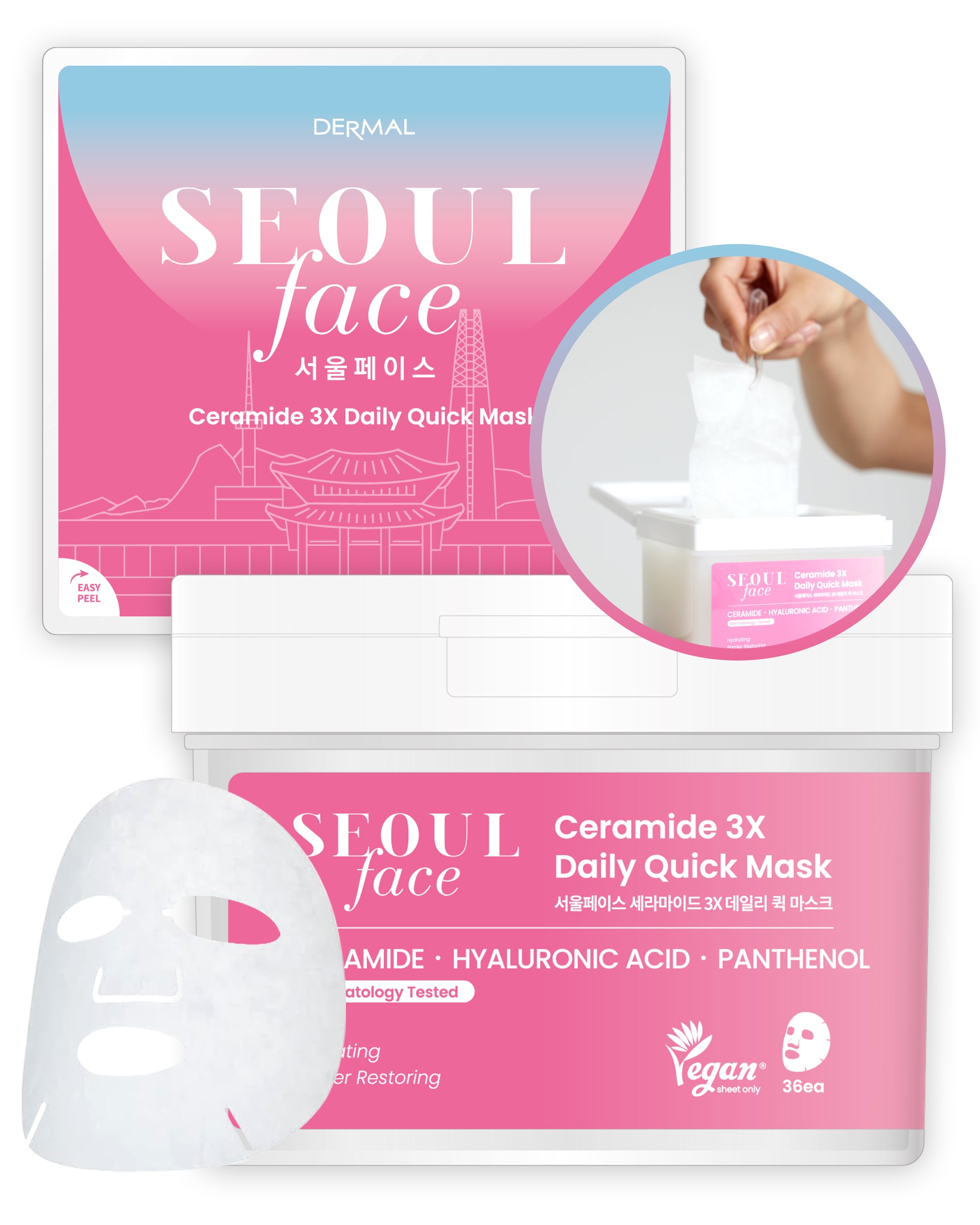 DERMAL Ceramide 3X Daily Quick Sheet Mask 36 Sheets