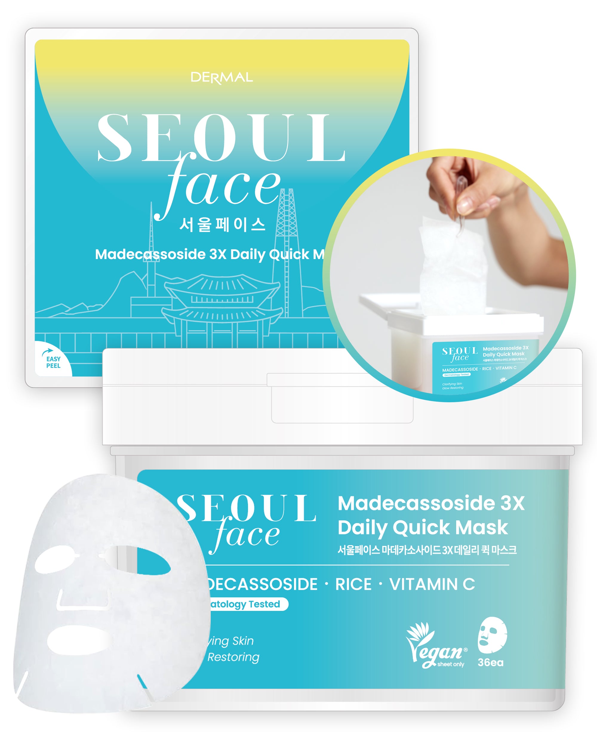 DERMAL Madecassoside 3X Daily Quick Mask 36 Sheets