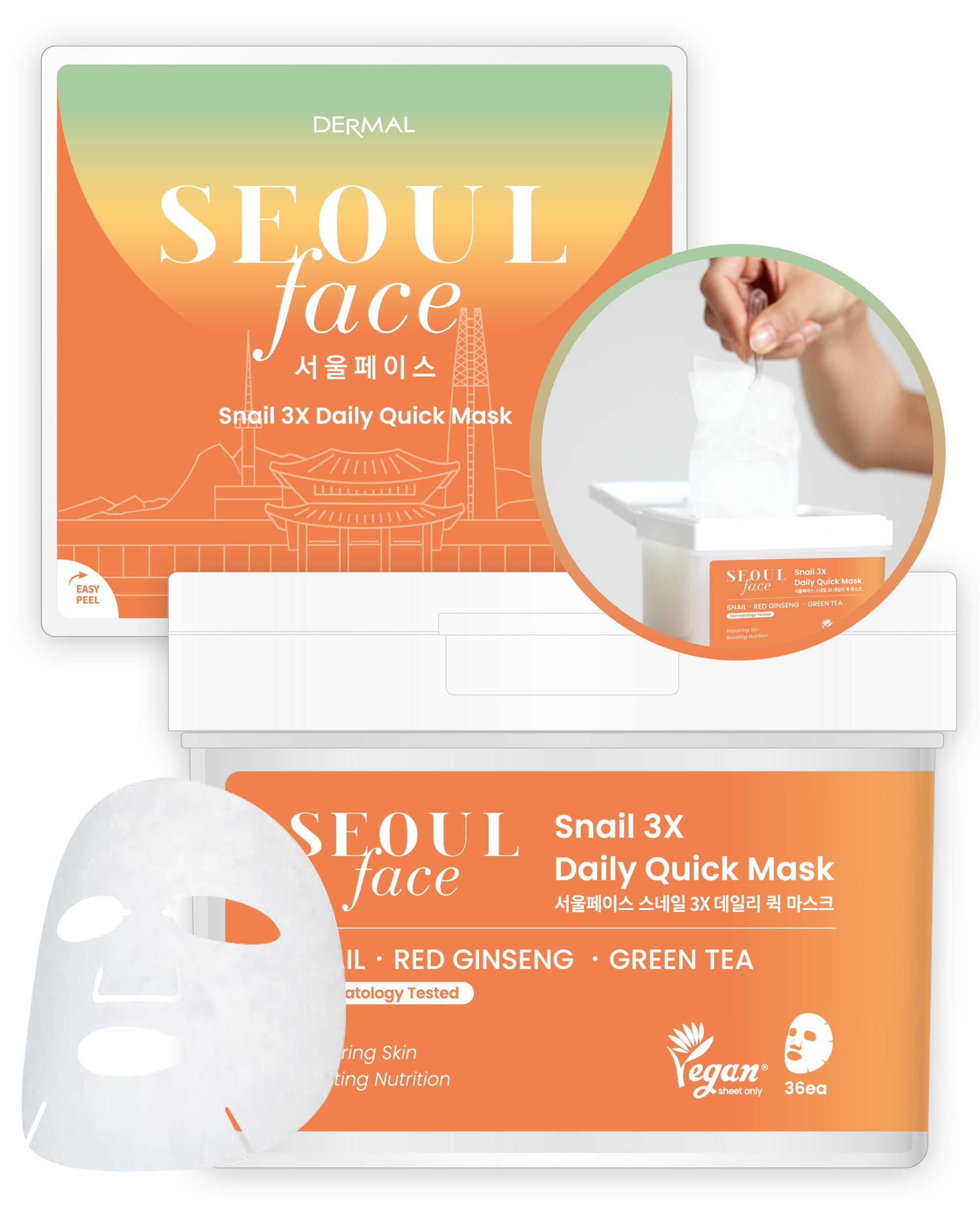DERMAL Snail 3X Daily Quick Mask 36 Sheets