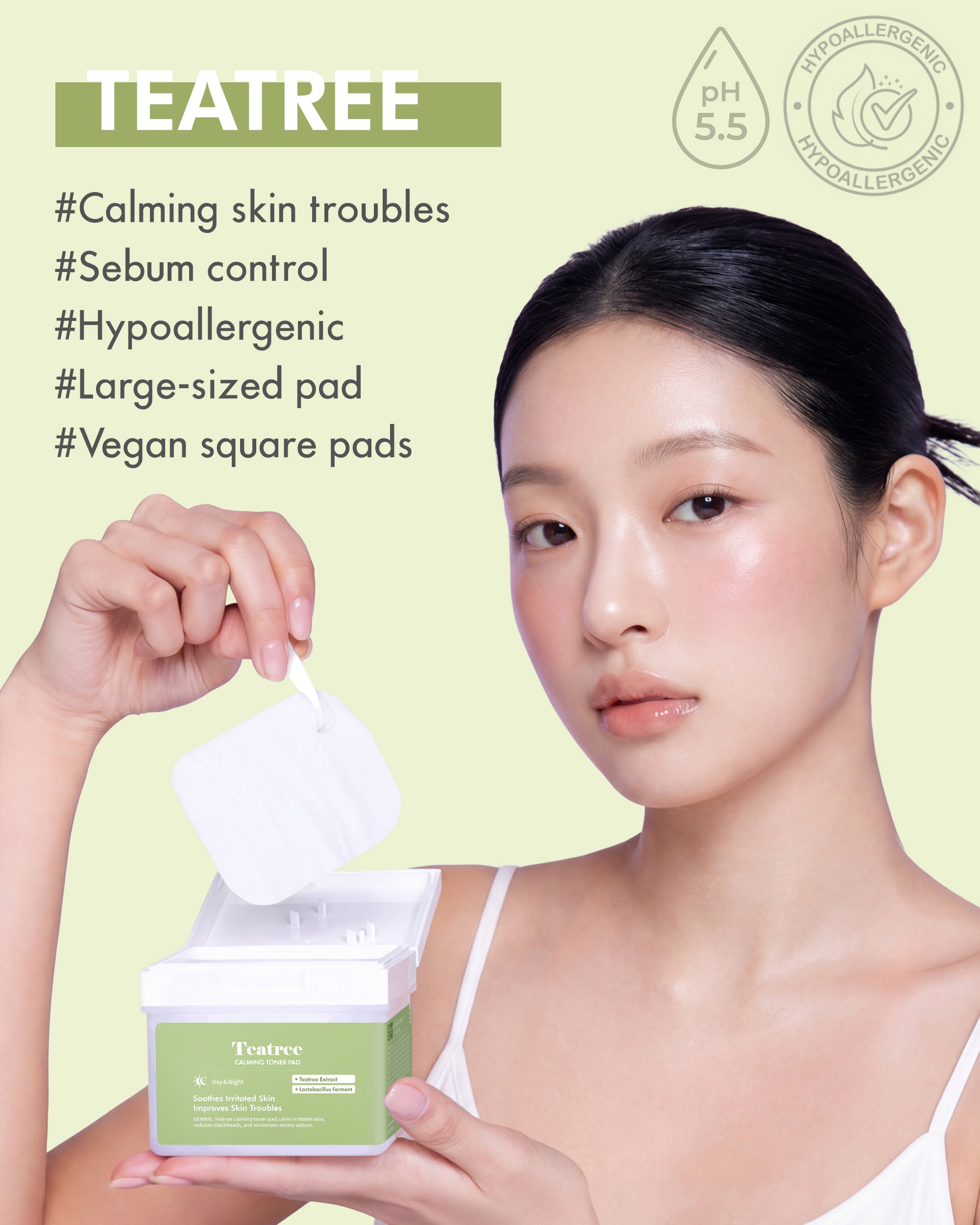 DERMAL Teatree Calming Toner Pad  120 Sheets