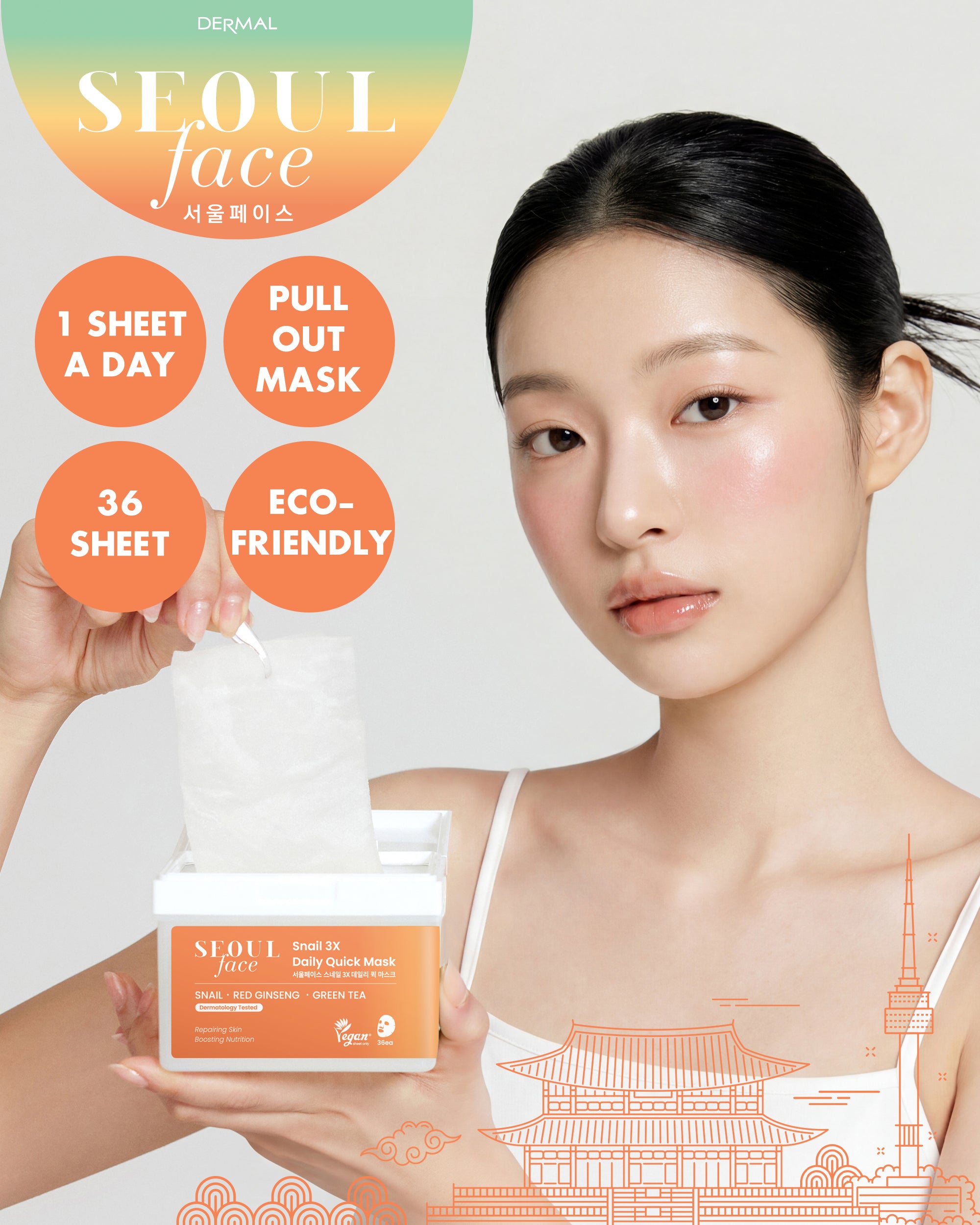 DERMAL Snail 3X Daily Quick Mask 36 Sheets